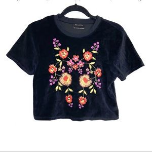 Floral velvet urban outfitters cropped top